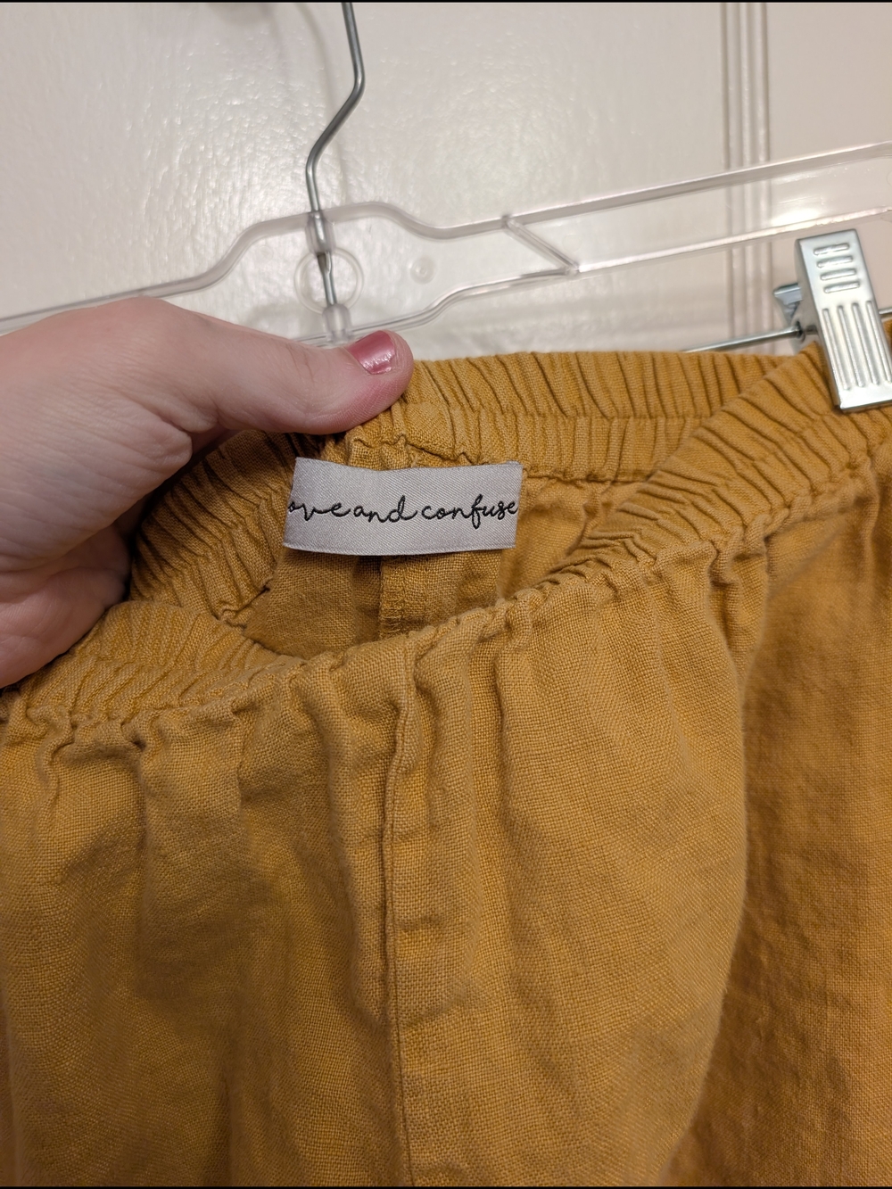 Wide-Leg Linen Blend Pants in Mustard - Picture 5 of 5